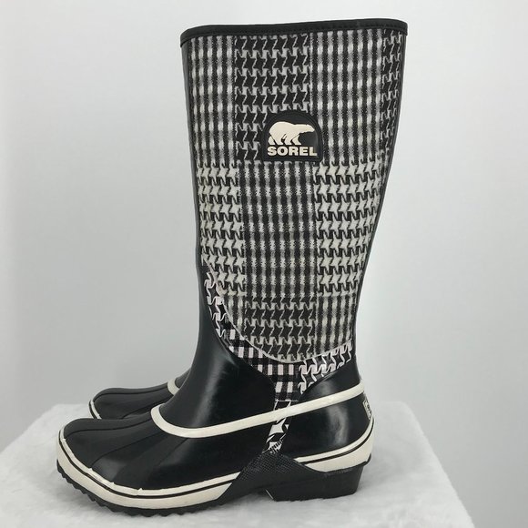Sorel Shoes - SOREL, Sorellington Houndstooth Rain Boots Size 7